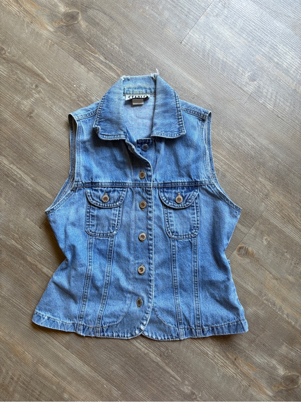 Vintage Blue Denim Vest with Button Front | Classic Western